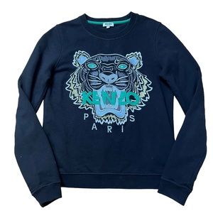 Kenzo Black Festive Tiger Crewneck Sweater Size S
